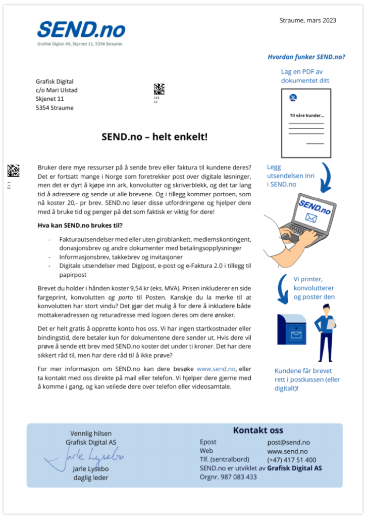 Når kommer brevet frem? Vi testet dette ved å registrere et brev i SEND og se hvor lang tid det tok før brevet var levert i postkassen vår.